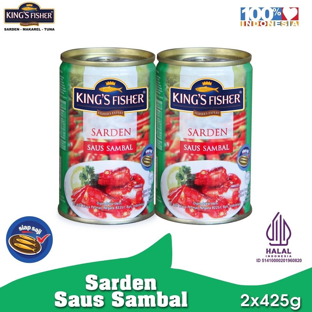 

ready Kings Fisher Paket 2 pcs Sarden saus sambal 425g Makanan Kaleng kings fisher murah
