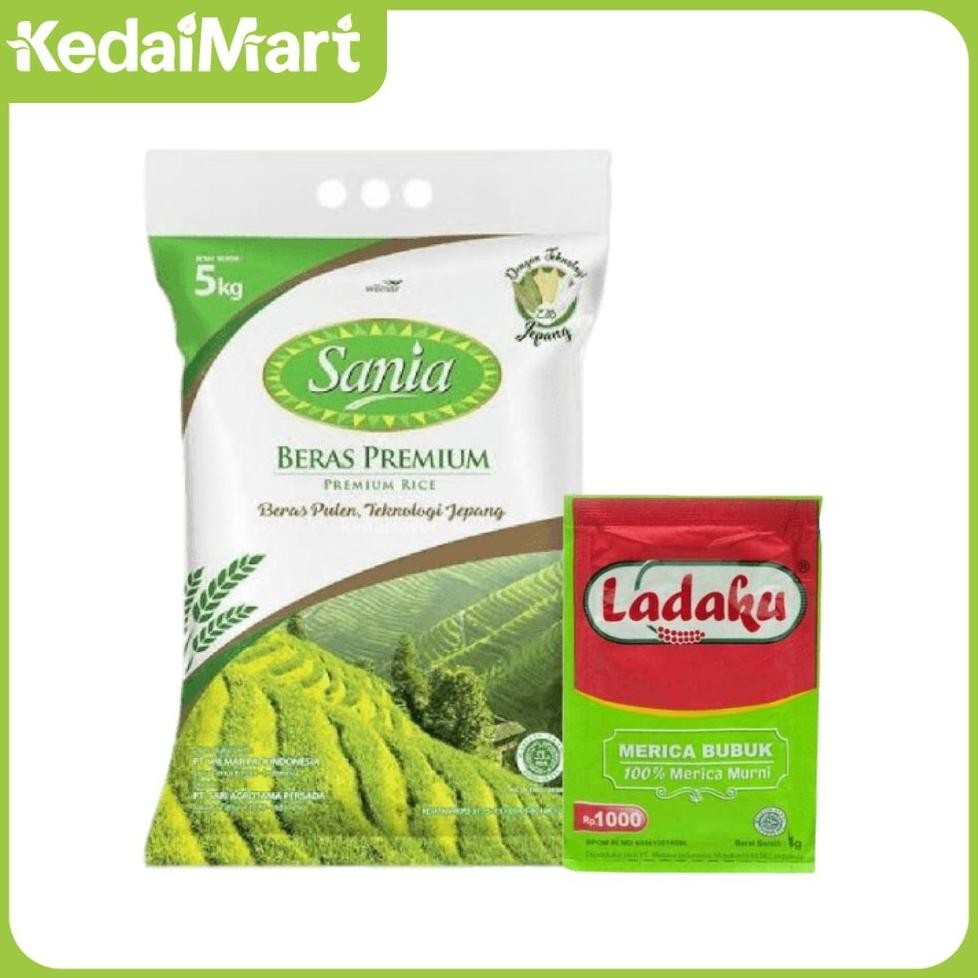 

ready KM Paket Beras Putih Premium Sania 5 Kg dan Ladaku Merica Bubuk Pcs murah