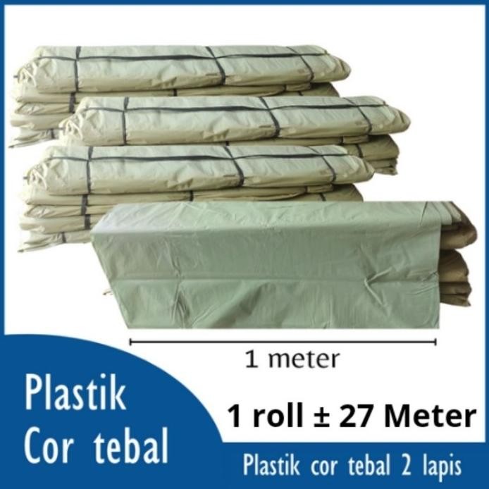 

ready stock Plastik cor tebal 2 lapis plastik cor hijau butek per roll sekitar 27 Meter