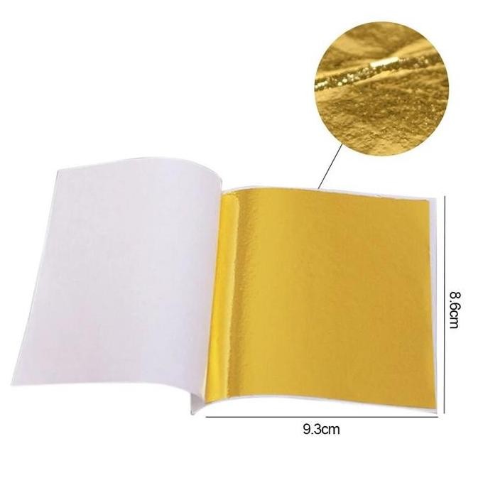 

baru 100 Lembar Gold Foil Leaf Gilding Handicrafts Kertas Foil Emas Gold