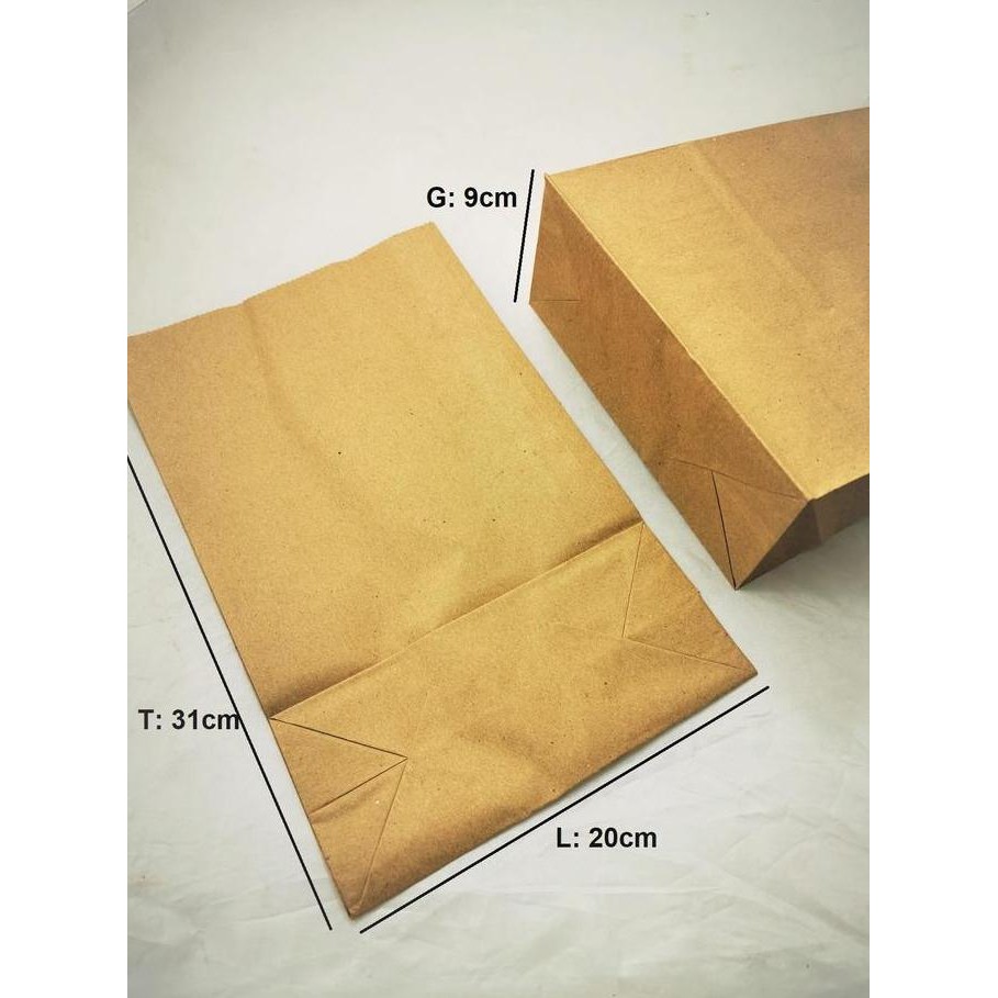 

ready stock paperbag SOS XL coklat polos 20x9x31cm 80GSM