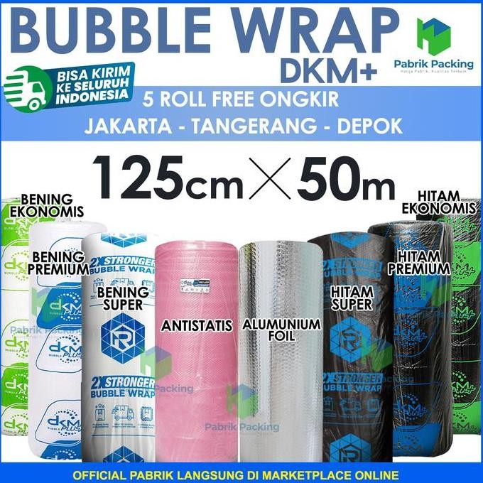 

ready stock PLASTIK BUBBLE WRAP DKM+ BERWARNA 125CM X 50M / BUBBLE WRAP 1 ROLL
