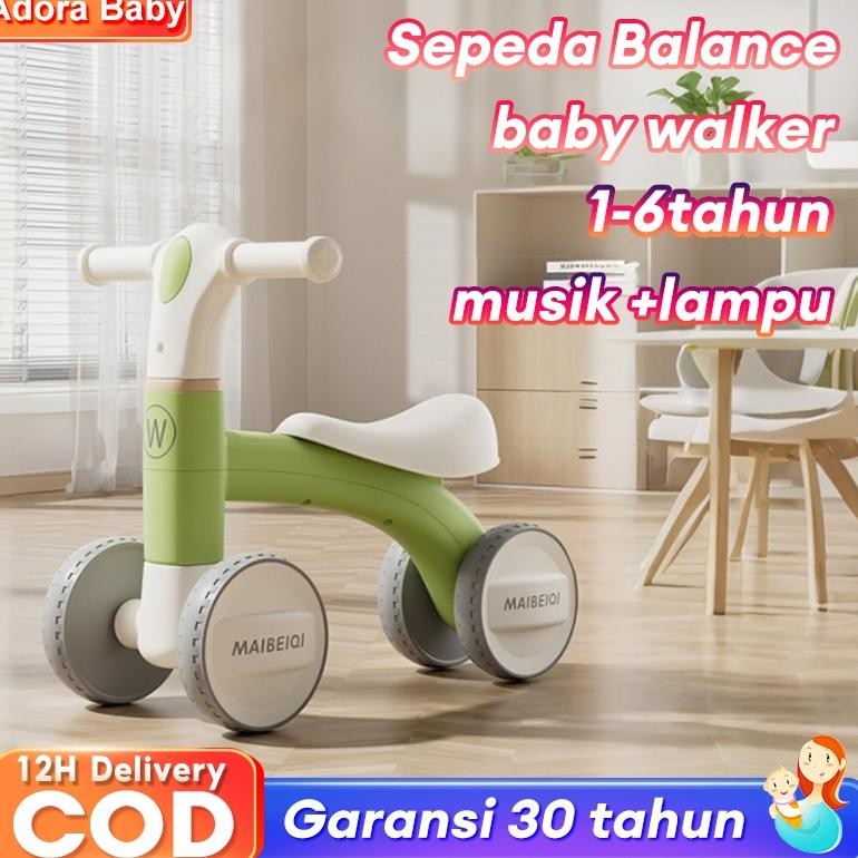 NEW Sepeda dorong anak balance bike bahan ramah kulit bercahaya musik bayi berusia 1-6 tahun