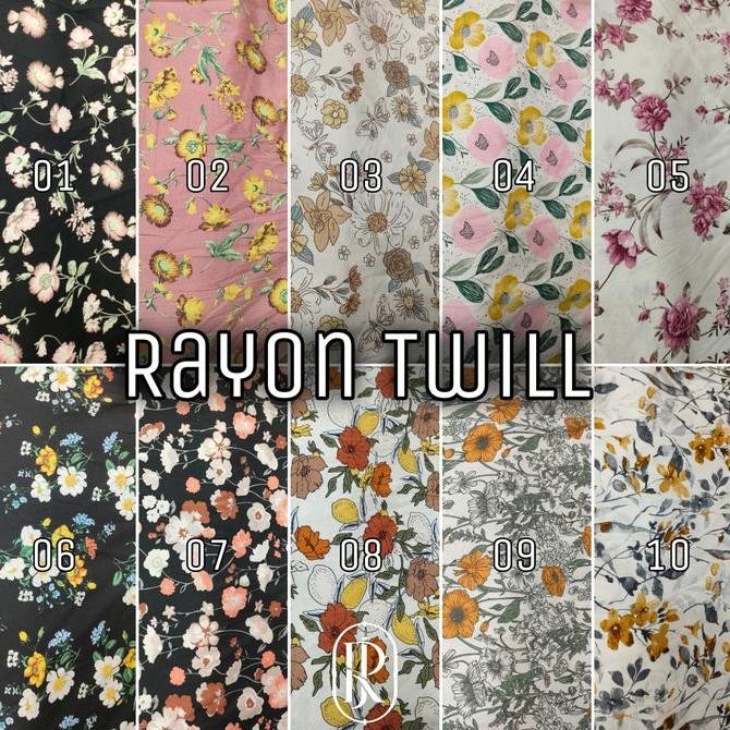 kain rayon twill motif - bahan katun rayon garment corak bunga besar murah