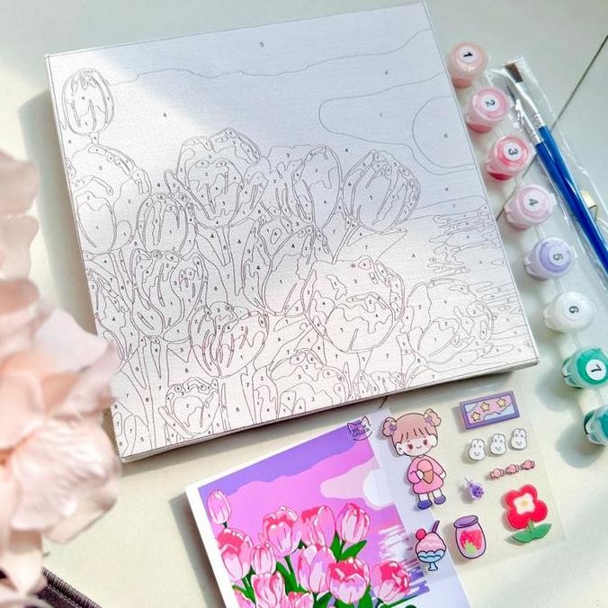 

ready PAINT BY NUMBERS 20x20cm - Sky Series [ with frame ] DIY Painting KIT