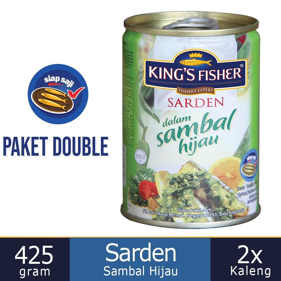 

ready King's Fisher PAKET 2 PCS Sarden Sambal Hijau Makanan Kaleng 425 gr murah