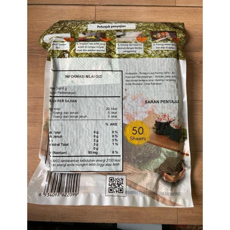 

ready Sale Nori Sushi BES Mirip NICO 50 Lembar rumput laut seaweed halal murah hijau daun halal termurah murah