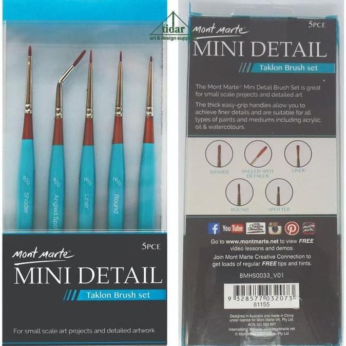 

ready Mont Marte Mini Detail Brush Set 5 pcs / Kuas Lukis Round Detail