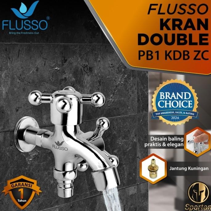 (Expert) Kran Cabang 2 Double Shower Kamar Mandi Flusso Stainless Baling 598 Flusso