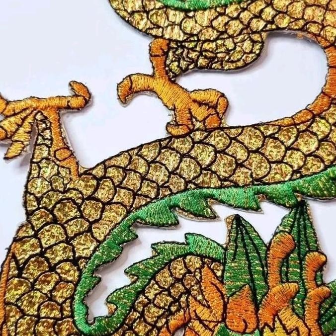 sepasang bordir naga, dragon patch murah