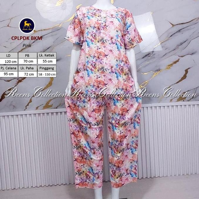 ready stock Batik Kuda Mas Setelan CPLPDK | Piyama Wanita Celana Panjang Lengan Pendek 3 Kancing Dep