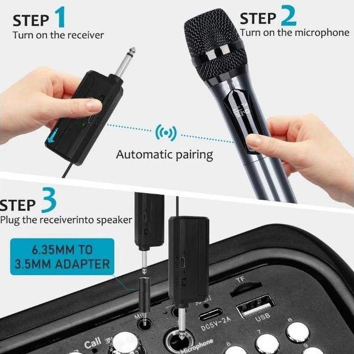 ready MOREFAND Advance MIC-108V Profesional 2 Mikrofon Tanpa Kabel untuk Karaoke dan Speaker Bluetoo