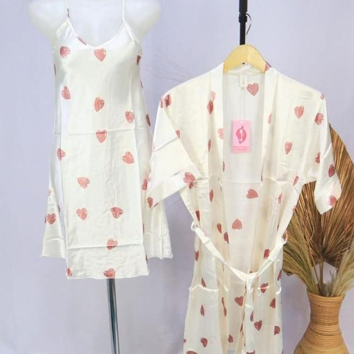 ready stock DASTER KIMONO SEXY 2IN1/ DRESS SATIN SATU TALI IMPORT PREMIUM Wanita Tidur murah