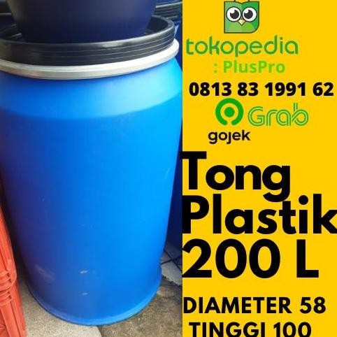 Tong biru 200 Liter [100% BARU] plastik HDPE 200 Liter / Drum Tong Air murah