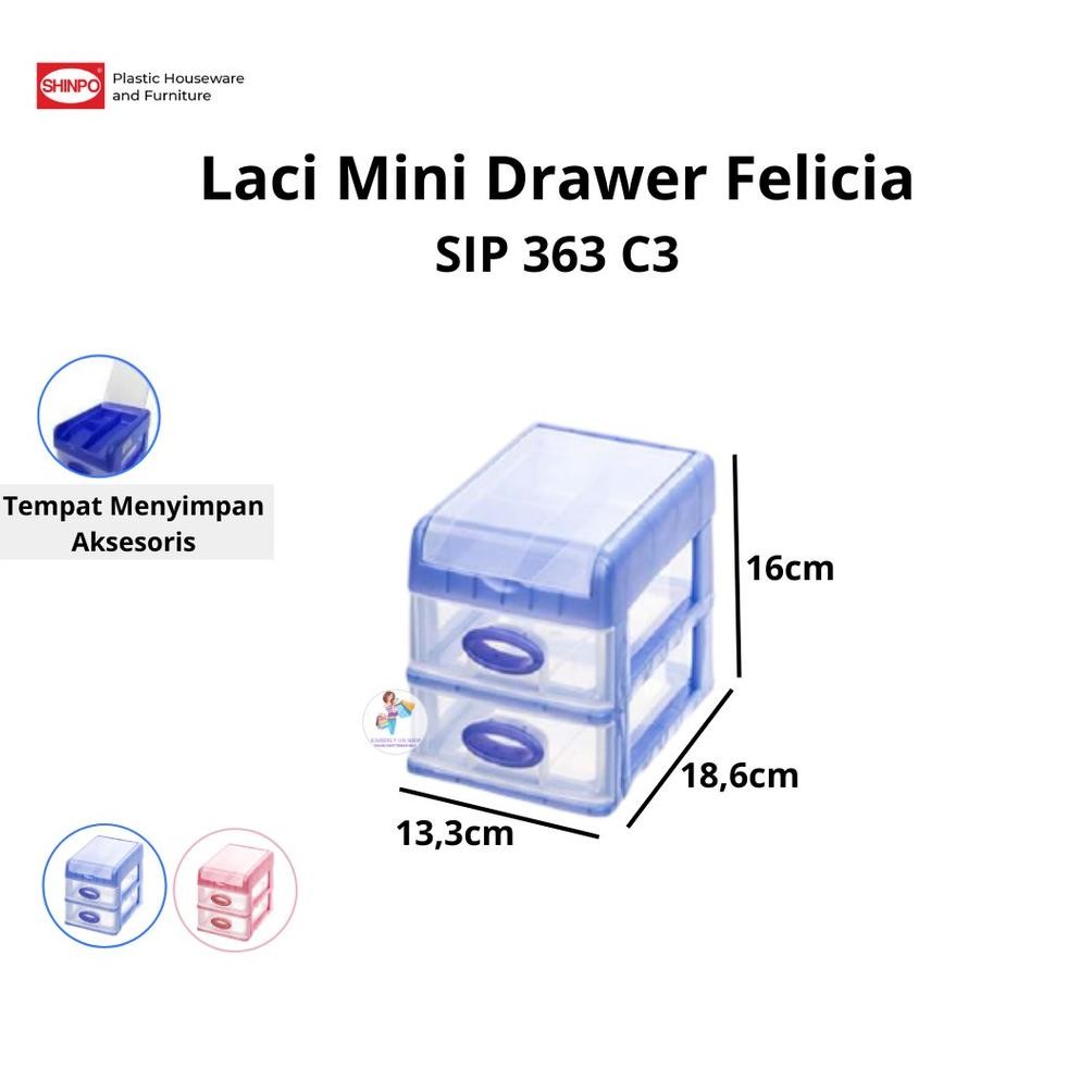 Shinpo Laci Plastik Mini Drawer Felicia Susun 2 363 C3 Ready Stok