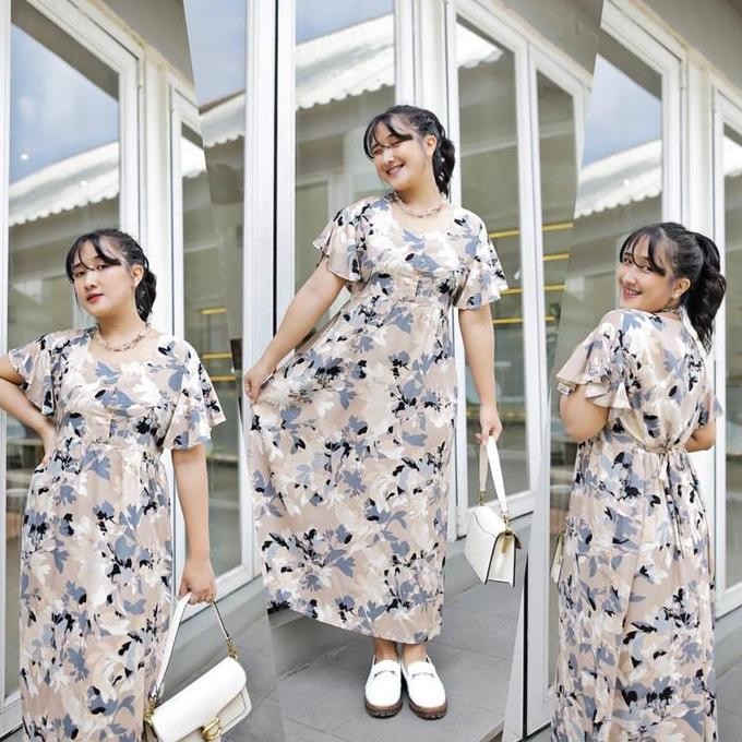 ready stock Lyla Dress By Oriani Daster Midi Dress JUMBO LD 140 LD 120 LD 130 Lengan Lonceng Busui 4