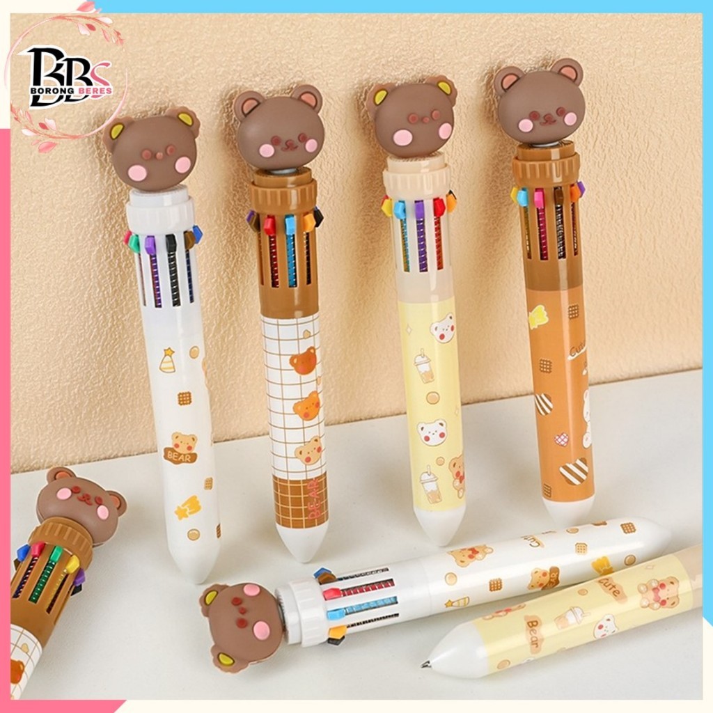 

BORES Pena 10 Warna Karakter Bear Pulpen Gel Warna Warni Untuk Sekolah dan Kantor
