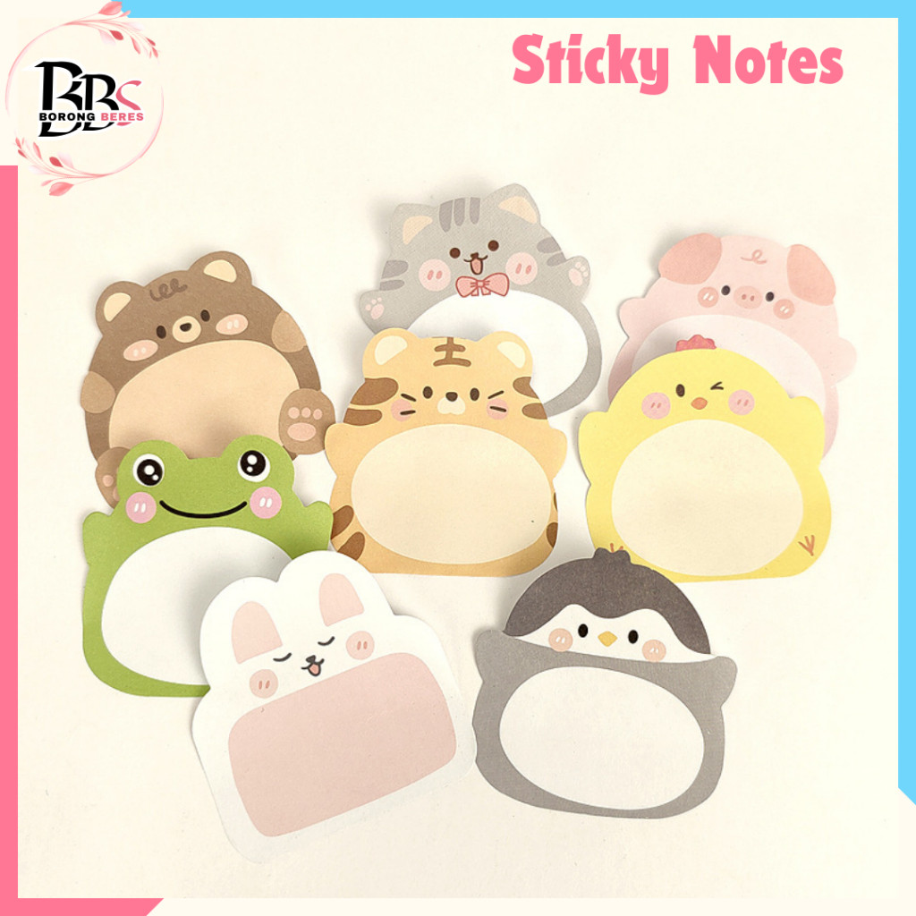 

BORES Sticky Notes Motif Hewan Tempelan Kertas Catatan Memo Note Karakter Binatang Binatang Mini Book Karakter Animal Lucu