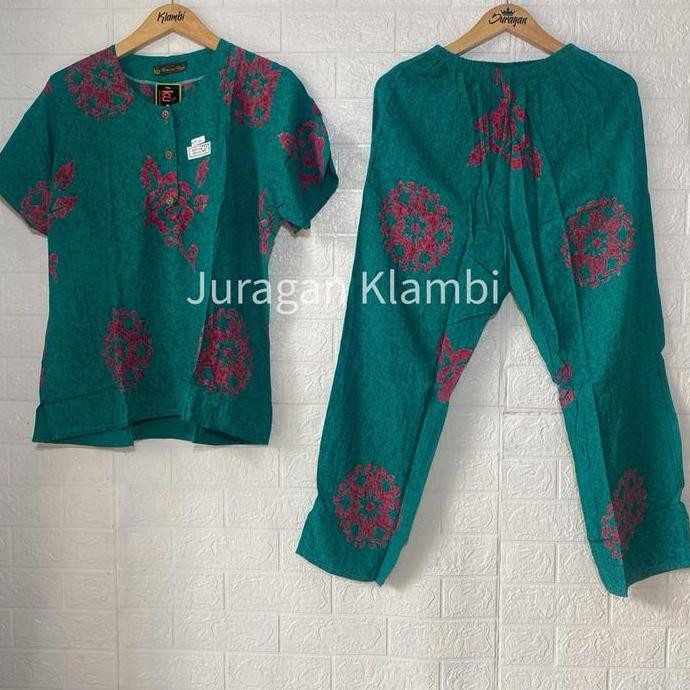 ready stock SETELAN CP KENCANA UNGU LD 105 BATIK CETAK Busui Kancing Bumil Celana Atasan Panjang Nya