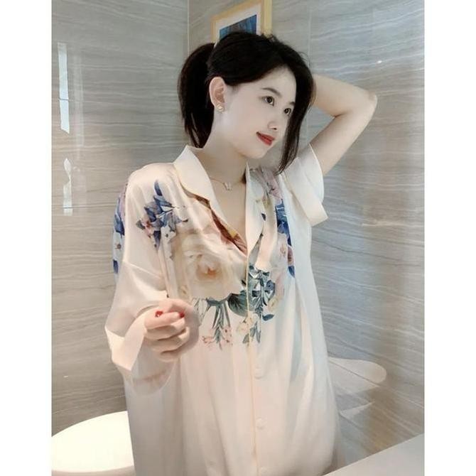 ready stock FANMU1235 Daster Homedress baju tidur wanita/baju tidur satin  Daster Kekinian dress ray