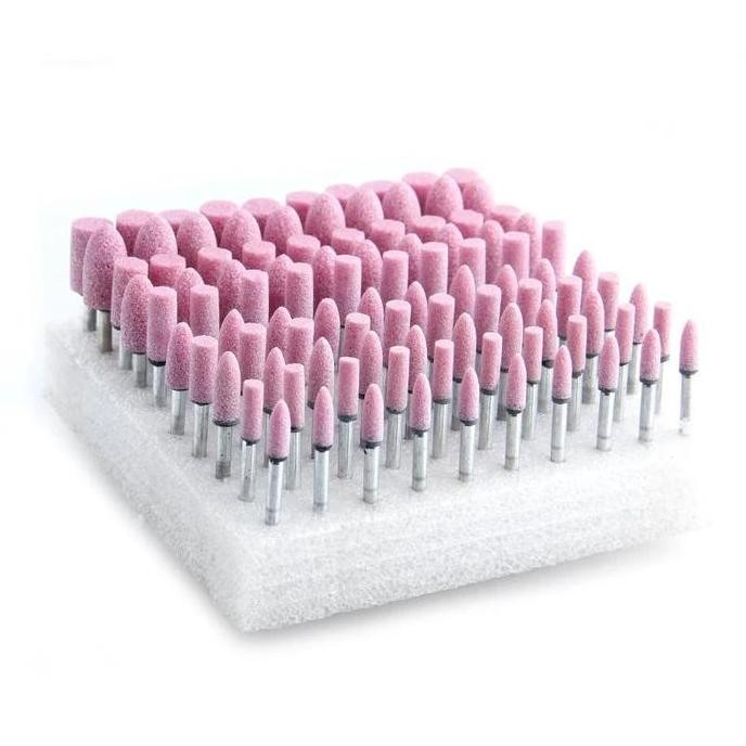 Batu Asah Gerinda Set 100 Pcs Mounted Point Grinding Pink Shank 3 Mm Kualitas Terbaik Harga Termurah