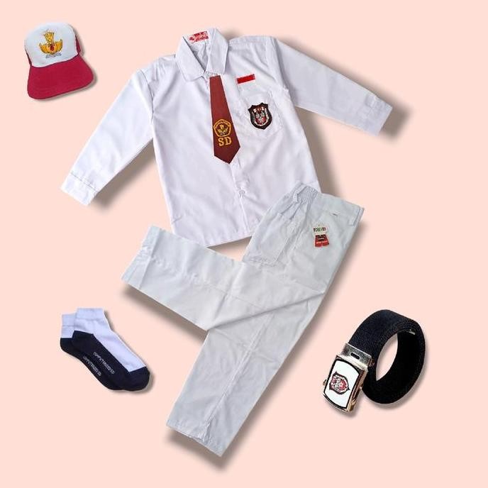 Promo Setelan Seragam Sekolah Putih-Putih Sd Anak Laki-Laki Baju Putih Lengan Panjang Celana Putih P