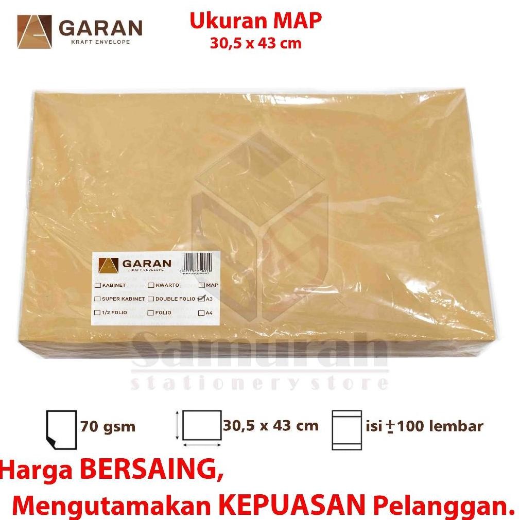 

Amplop Kertas Coklat GARAN Ukuran A3 30,5 x 43 cm / Amplop Dokumen 30.5x43 1 Pak Isi 100 Lembar Tebal 70 Gsm - Gram RB07