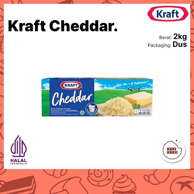 

Baru Keju Kraft Cheddar Blok 2kg Kraft Original Halal Premium