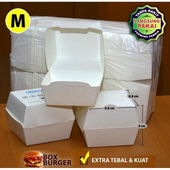 (Expert) Box Burger - Kotak Burger - Dus Burger - PUTIH-M
