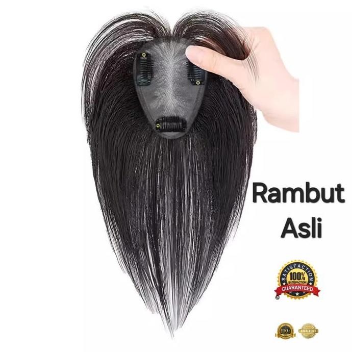 WIG TOUPEE RAMBUT ASLI HUMAN HAIR REAL WIG PENUTUP UBAN RAMBUT TIPIS PREMIUM TS