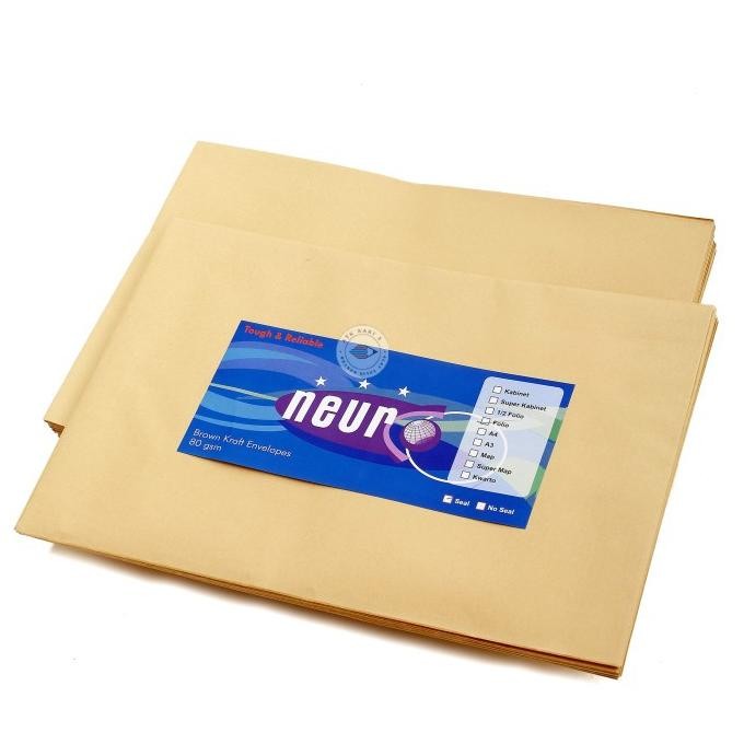 

Baru Amplop Coklat Folio 33x22cm Neuro dengan Perekat - 1 Pak Isi 100 Lembar