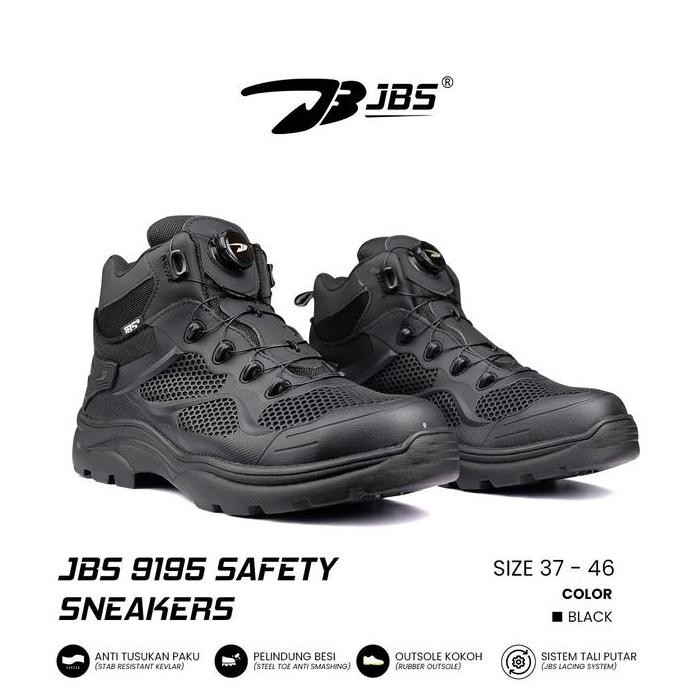 

Terlaris Sepatu Jbs 9195 Hitam Besi Black Shoes High Sepatu Safety Sneakers Putar Sepatu Sneakers Safety Pelindung Baja Anti Tusuk Stab Resisten Kevlar