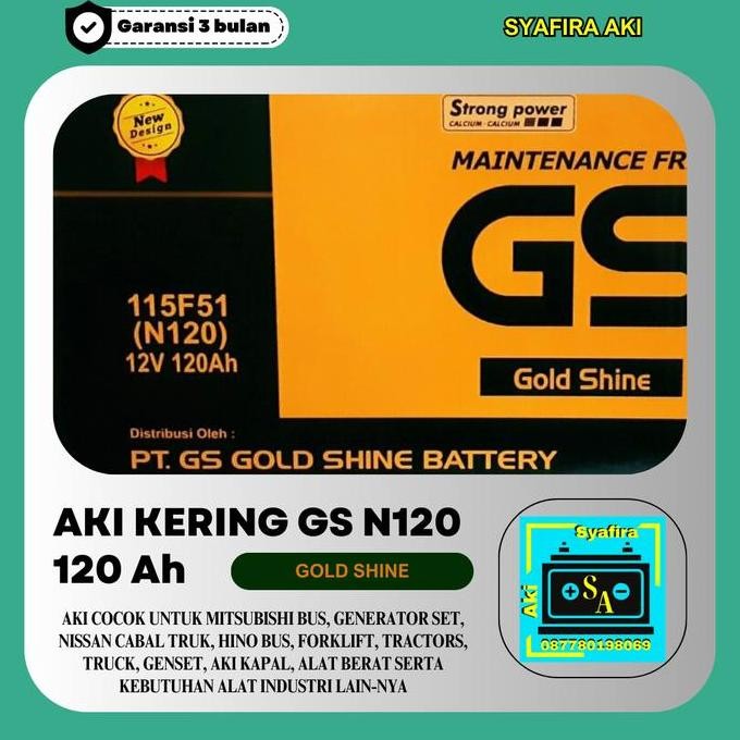 

Terlaris Aki Genset Gs Mf N120 Aki Kering 12V / 120Ah Untuk Alat Berat