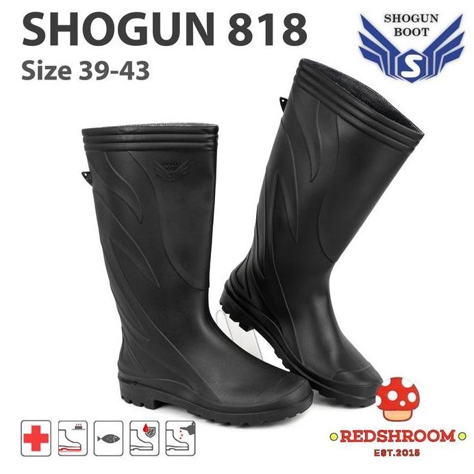 

Terlaris Sepatu Boot Tinggi Shogun 818 Hitam Boots Karet Lokal Kuat Ringan Anti Slip Air Proyek Kerja