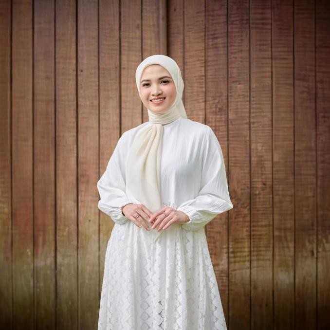 ZM Zaskia Mecca - Arliva Midi Dress Gamis Muslim Wanita - White Series - Binar Samudra