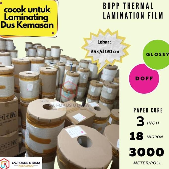 

ready !!! Plastik Laminating BOPP Thermal Glossy 27cm - 18mic - Laminasi offset