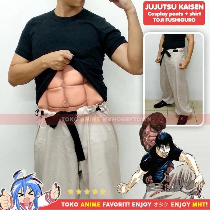 new  Kostum Cosplay Set Kaos Celana Fushiguro Toji Jujutsu Kaisen