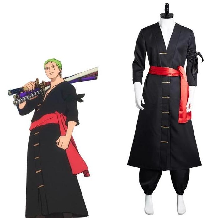 new  Kostum One Piece Roronoa Zoro Cosplay Costume Zoro Wano costume Black kimono