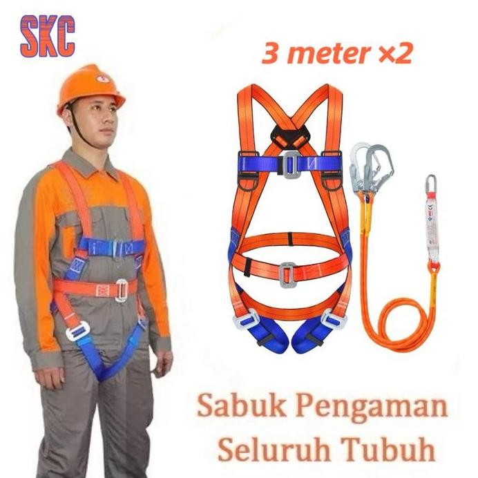 

Terlaris Body Harness Plus Double Big Hook Absorber Karmantel 2M 3M