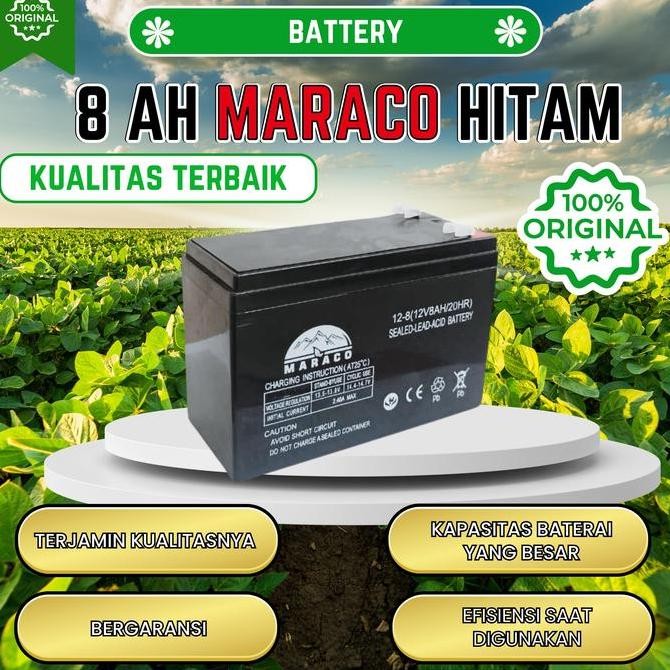 Battery 8Ah Maraco Hitam( Aki Battery Batre Accu Sprayer Elektrik 12V