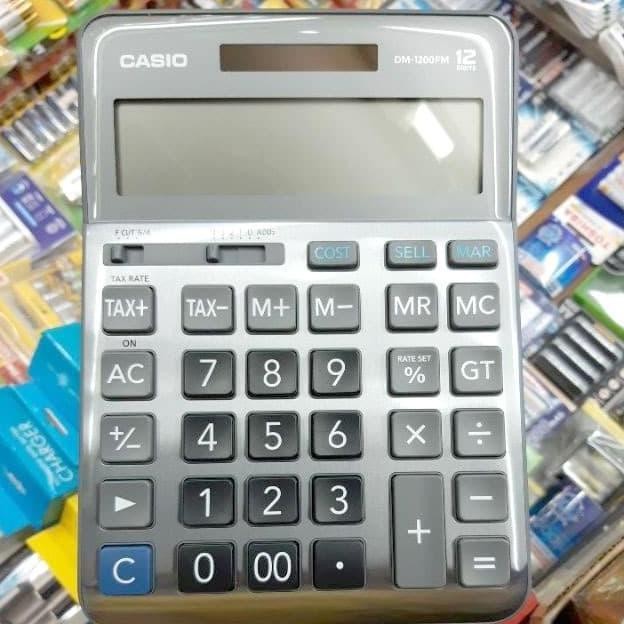 

restock KALKULATOR CASIO DM 1200 FM ORIGINAL - 12 DIGIT - 2 POWER-LAYAR BESAR