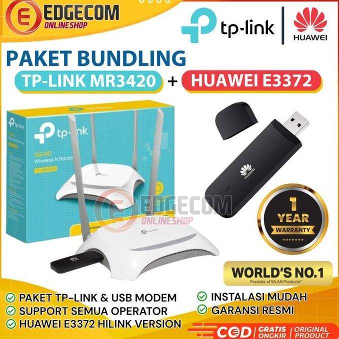 Paketan Tp-Link Tl-Mr3420 + Modem Usb Huawei E3372 4G Lte