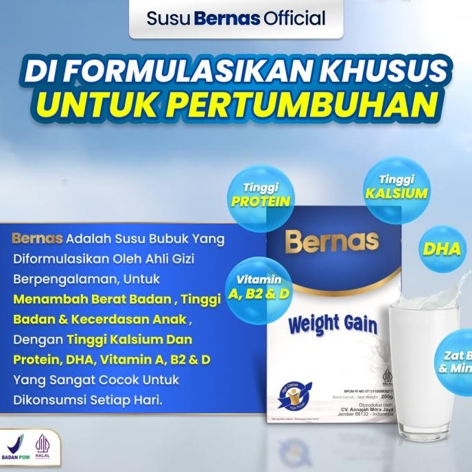 

(Expert) Susu BERNAS Susu Gemuk Penambah Berat Badan Anak dan Tinggi Badan Anak Usia 2 - 15 Tahun
