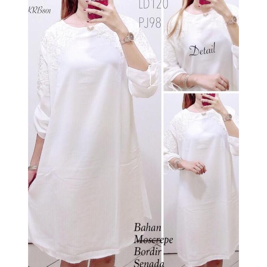 TUNIK PUTIH BORDIR PUTIH JUMBO XXL XXXL ATASAN PUTIH BLUS PUTIH ATASAN