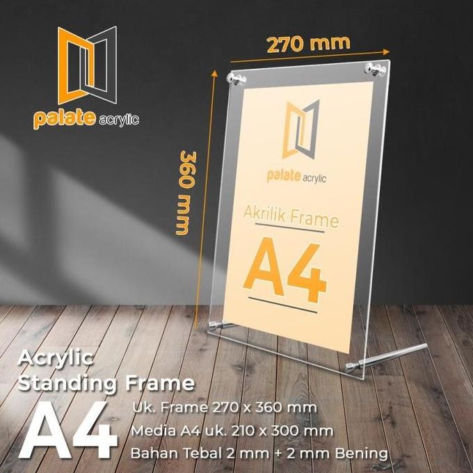 

Terlaris Akrilik Frame / Bingkai / Dsiplay Meja / Acrylic Standing Frame A4