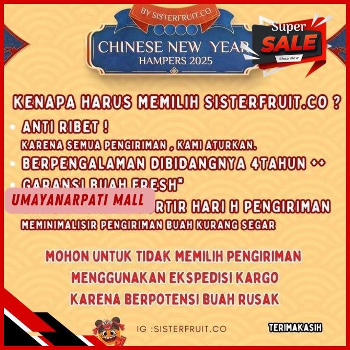 

HAMPERS BUAH JERUK IMLEK / PARCEL BUAH IMLEK MAKASSAR 2025 JIN YE ( KEBERUNTUNGAN MELIMPAH ) SISTERFRUIT BEST SELLER