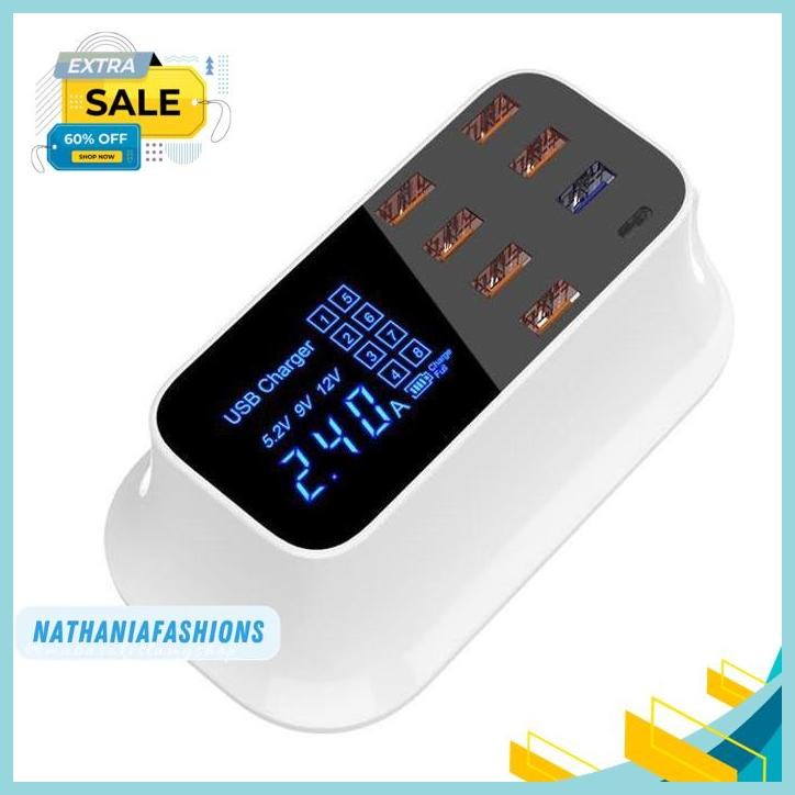 SMART CHARGER 8 USB PORT STATION + LED DISPLAY INDICATOR FAST CHARGE TERHITS 