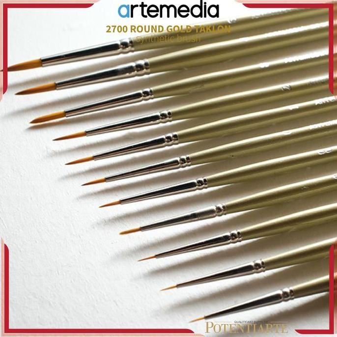 

ready Kuas Lukis Artemedia 2700 Round Gold Taklon Synthetic Brush