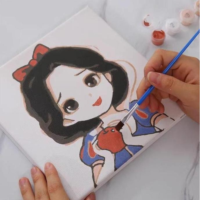 

ready Paint By Number 20x20cm Kartun Sanrio DIY Painting Kit Canvas Paint Set Aesthetic Kanvas Lukis