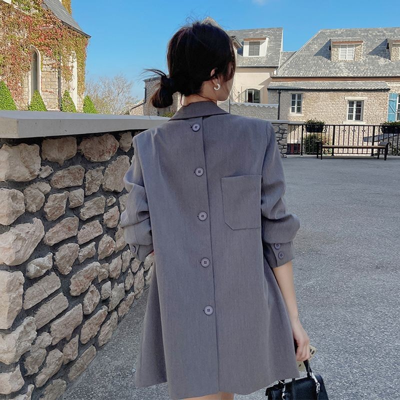 Jaket Blazer Kecil Panjang Sedang untuk Wanita, Blazer Kasual Wanita